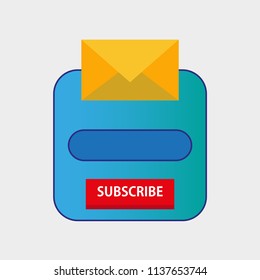 Email subscribe newsletter popup form template online. Marketing icon button new design. Web subscription website envelope mail. Flat message submit banner background. Internet illustration service.