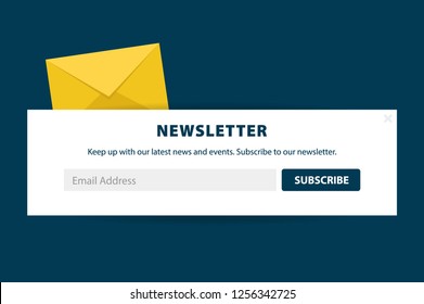Email Subscribe, Online Newsletter, Submit Button. Envelope And Subscribe Button. UI UX Design. Vector Illustration