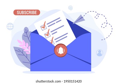 Email subscribe vector illustration concept Email marketing system Subscribe and received newsletter Can use for landing page banner template mobile app ui web