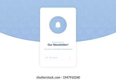 Email Subscription banner template for website. Newsletter UI. Subscribe form. Vector illustration of email marketing. Flat design. Blue. Eps 10