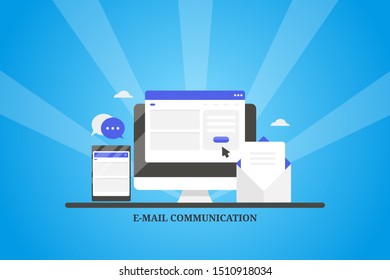 Email subscription concept, Sending emails, E-mail sign up. Content marketing concept - flat design vector illustration