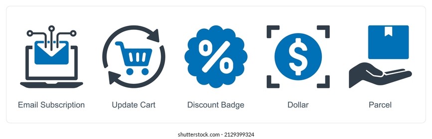 Email Subscription And Discount Badge Icon Concept