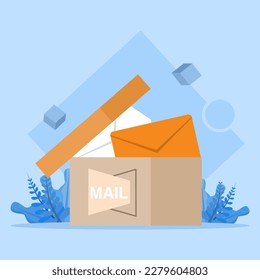 Suscripción por correo electrónico, plantilla vectorial de boletín en línea con buzón de correo. Banner de suscripción al boletín informativo. Ilustración vectorial para marketing online y negocios. Plantilla para cartas y boletines. vector.