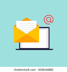 Email support. Flat design vector illustration.