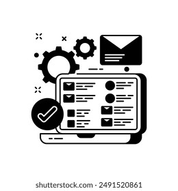 Asistencia de correo electrónico Icono de glifo, Ilustración vectorial