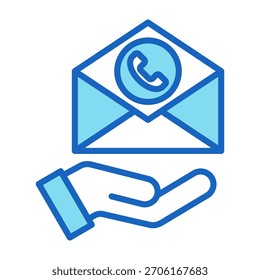 Email Support Icon Blue Color Style Vector Illustration