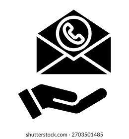 Email Support Icon Glyph Style Vector Illustration