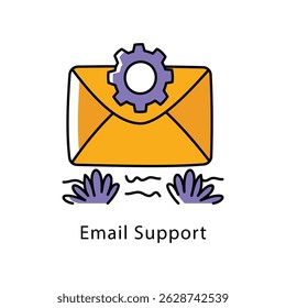 Email Support Vector Filled Outline Style Icon. Eps 10 file