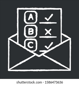 Email Survey Chalk Icon. Public Opinion. Research. Consumer Review. Customer Satisfaction. Feedback. Evaluation. Data Collection. Sociology. Isolated Vector Chalkboard Illustration