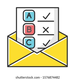 Email Survey Color Icon. Public Opinion. Research. Consumer Review. Customer Satisfaction. Feedback. Evaluation. Data Collection. Sociology. Isolated Vector Illustration