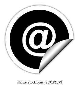 Email symbol - black vector icon. Round sticker.
