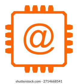 E-mail symbol and chip on white