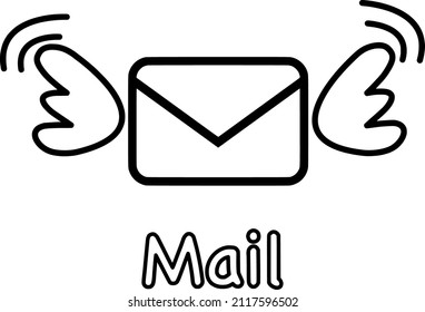 Símbolo de correo electrónico. Icono de sobre con alas. 