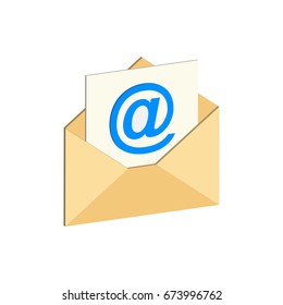 E-mail symbol. Flat Isometric Icon or Logo. 3D Style Pictogram for Web Design, UI, Mobile App, Infographic. Vector Illustration on white background.