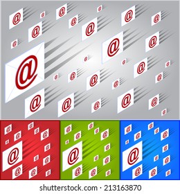 E-mail Symbol Flying on Color Backgrounds.
