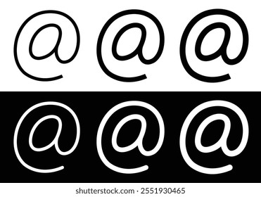 Email symbol icon. At symbol icon communication sign vector illustration. Editable and scalable.