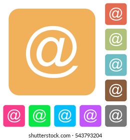 Email symbol icons on rounded square vivid color backgrounds.