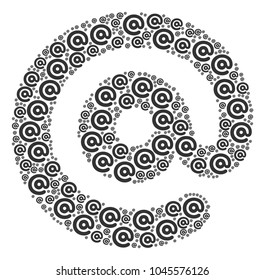 Email Symbol illustration organized in the shape of email symbol pictograms. Vector iconized composition composed with simple pictograms.