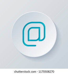 E-mail symbol, internet mail icon. Linear, thin outline. Cut circle with gray and blue layers. Paper style