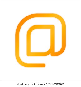 E-mail symbol, internet mail icon. Linear, thin outline. Orange sign with low light on white background