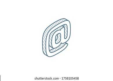 email symbol isometric icon. 3d vector illustration. Isolated line art technical drawing. Editable stroke