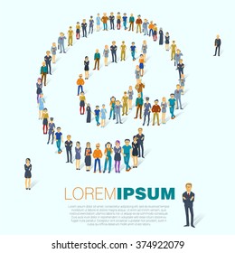 E-mail symbol. A large group of people. Vector template.