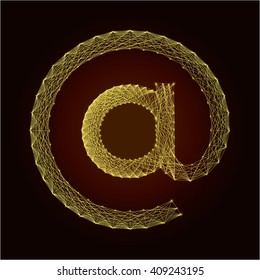 email symbol in a linear style. Use shades of yellow and brown. Vector illustration