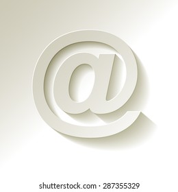 email symbol long shadow on a white background