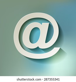 email symbol long shadow on a blue bokeh background