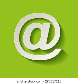 email symbol long shadow on a green background