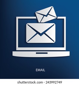 Email symbol on blue background,clean vector
