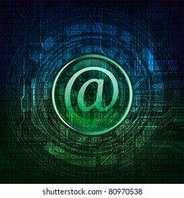 Email symbol on modern technology theme background. Eps10 layered vector file.