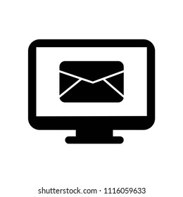 Email symbol on monitor screen icon vector icon. Simple element illustration. Email symbol on monitor screen symbol design. Can be used for web and mobile.