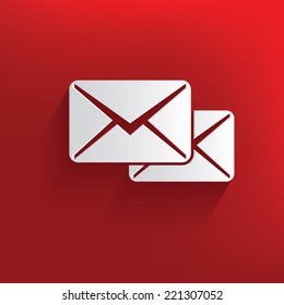 E-mail symbol on red background,clean vector