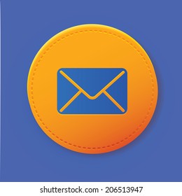 Email symbol on yellow button,vector