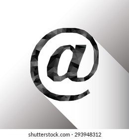 Email symbol in poly art design with long shadow element 