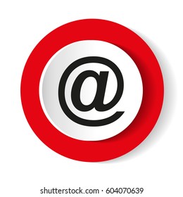 Email symbol. Round vector red icon.