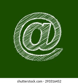 email symbol scribble on a green background