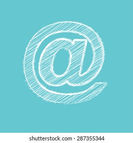 email symbol scribble on a turquoise background