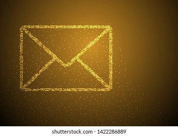 Email symbol shape Particle Geometric Bokeh circle dot pixel pattern, You got mail concept design gold color illustration on brown gradients background with space, vector eps