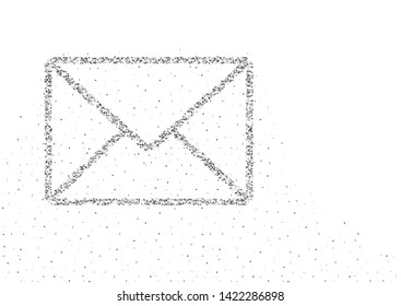 Email symbol shape Particle Geometric Low polygon square box pixel and Triangle pattern, You got mail concept design black color illustration on white background with space, vector eps