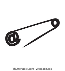 An email symbol shaped like a safety pin to signify security