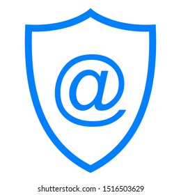 E-mail symbol and shield on white