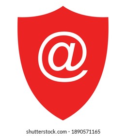 E-mail symbol and shield on white