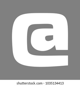 Email symbol. At sign. Vector. White icon on medium gray background. Isolated.
