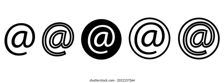 Email symbol. At sign.Arobase button sign.Address,arobase,email address line vector set.