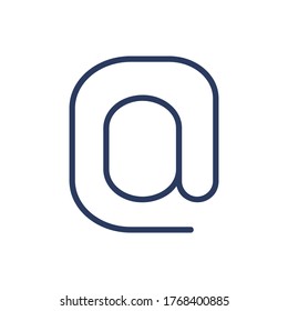 Icono de línea delgada con símbolo de correo electrónico. Dirección, contacto, mensaje aislado de esquema de correo. Correspondencia, comunicación, concepto de internet. Elemento de símbolo de ilustración vectorial para diseño web y aplicaciones