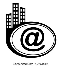Email symbol - vector icon isolated. Black city pointer