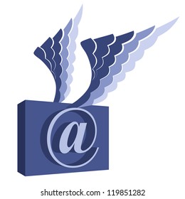 Email symbol with wings.