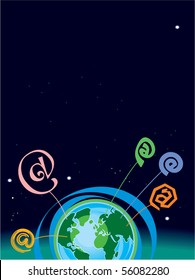 Email Symbols around Globe